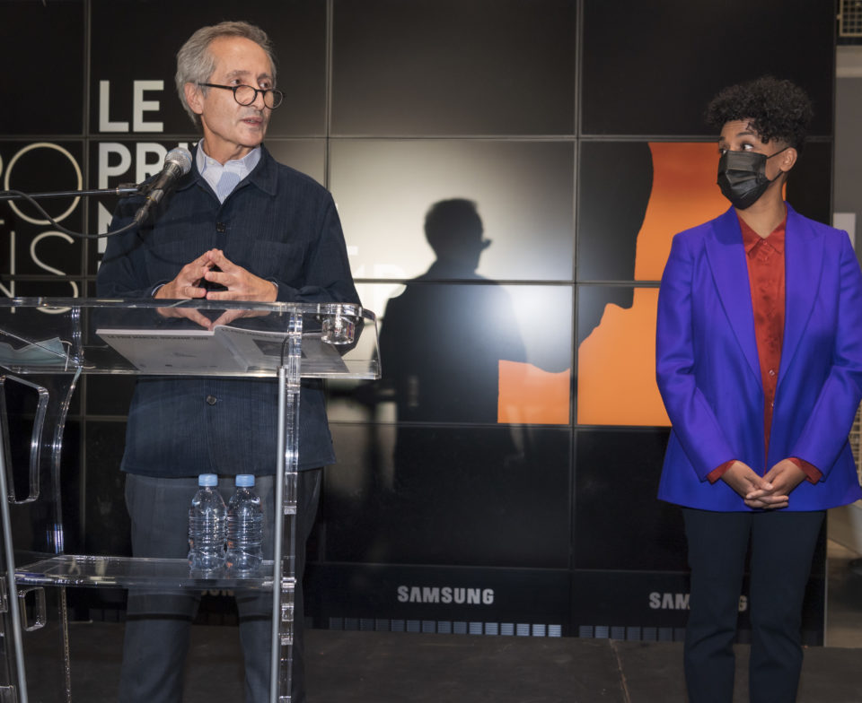 Bernard Blistène, Director of Musée National d'Art Moderne, Centre Georges Pompidou and the laureate, Kapwani Kiwanga