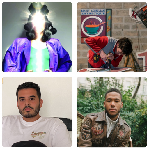 2023 laureates : Shivay La Multiple © Smartphone SLM ; Prosper Legault © Nicolas Dolto ; Rayane Mcirdi © Horya Makhlouf ; Chris Cyrille © Chakir Hiba
