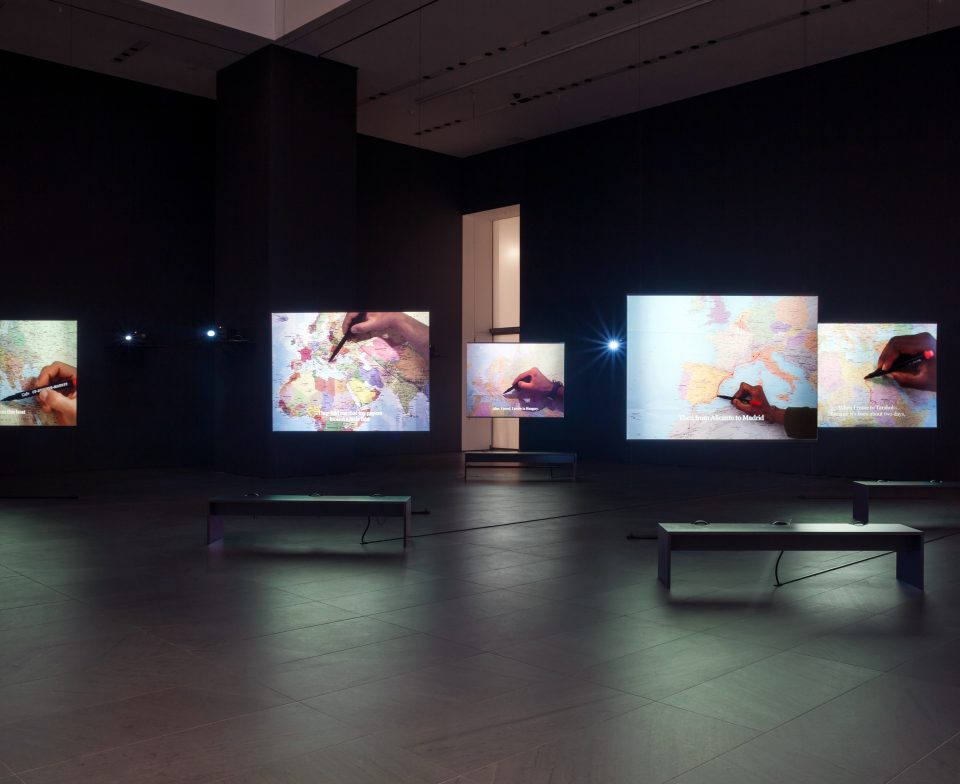 Bouchra Khalili, The Mapping Journey Project, 2008-2011 / Vue d'exposition, Citizens and Borders, MoMA New York, 2016 / © Photo : Jonathan Muzikar
