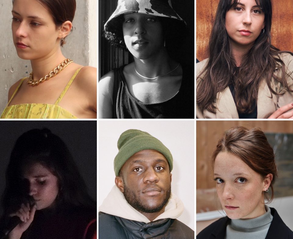 2023 laureates : Amélie Bigard © Camille Wong ; Elijah Ndoumbe © Luis Santana ; Rebecca Topakian © Antoine Doyen ; Ambre Charpagne © Gaël Forcet-Moreau ; Lassana Sarre © Kiroubel Beaujour ; Anne Bourrassé © Claire Bourrassé